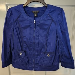 White House Black Market Cropped Blue Zip Jacket 4